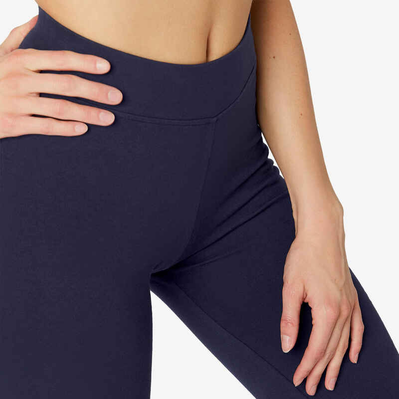 Women's Straight-Cut Fitness Leggings Fit+ 500 - Navy Blue - Decathlon