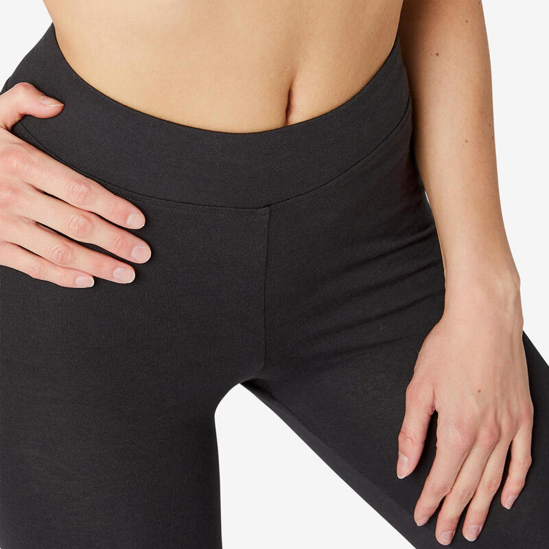 Kadın Siyah Spor Tayt Fit+ 500 - Slim - Fitness Hafif Antrenman
