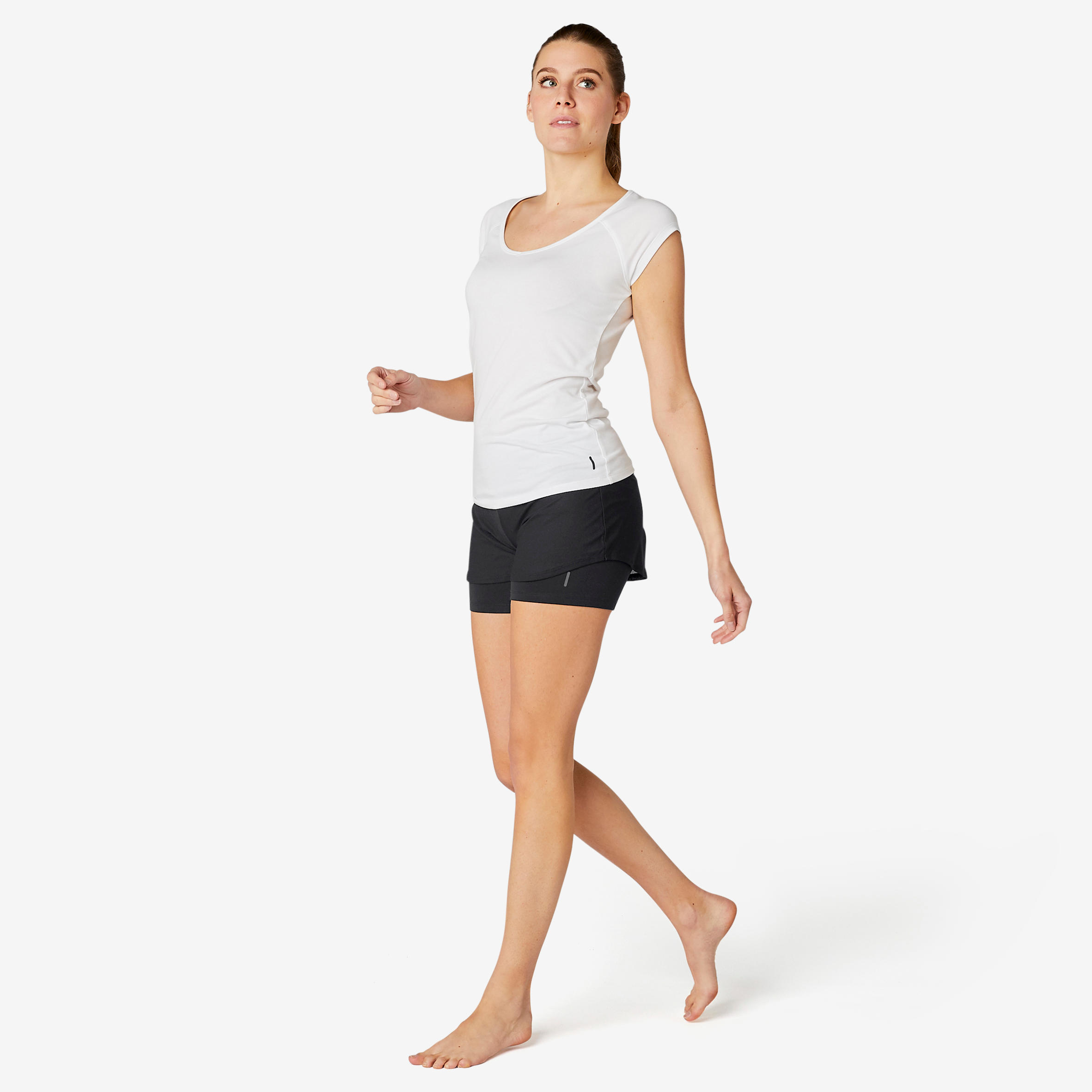 decathlon women's 2-in-1 cardio fitness shorts