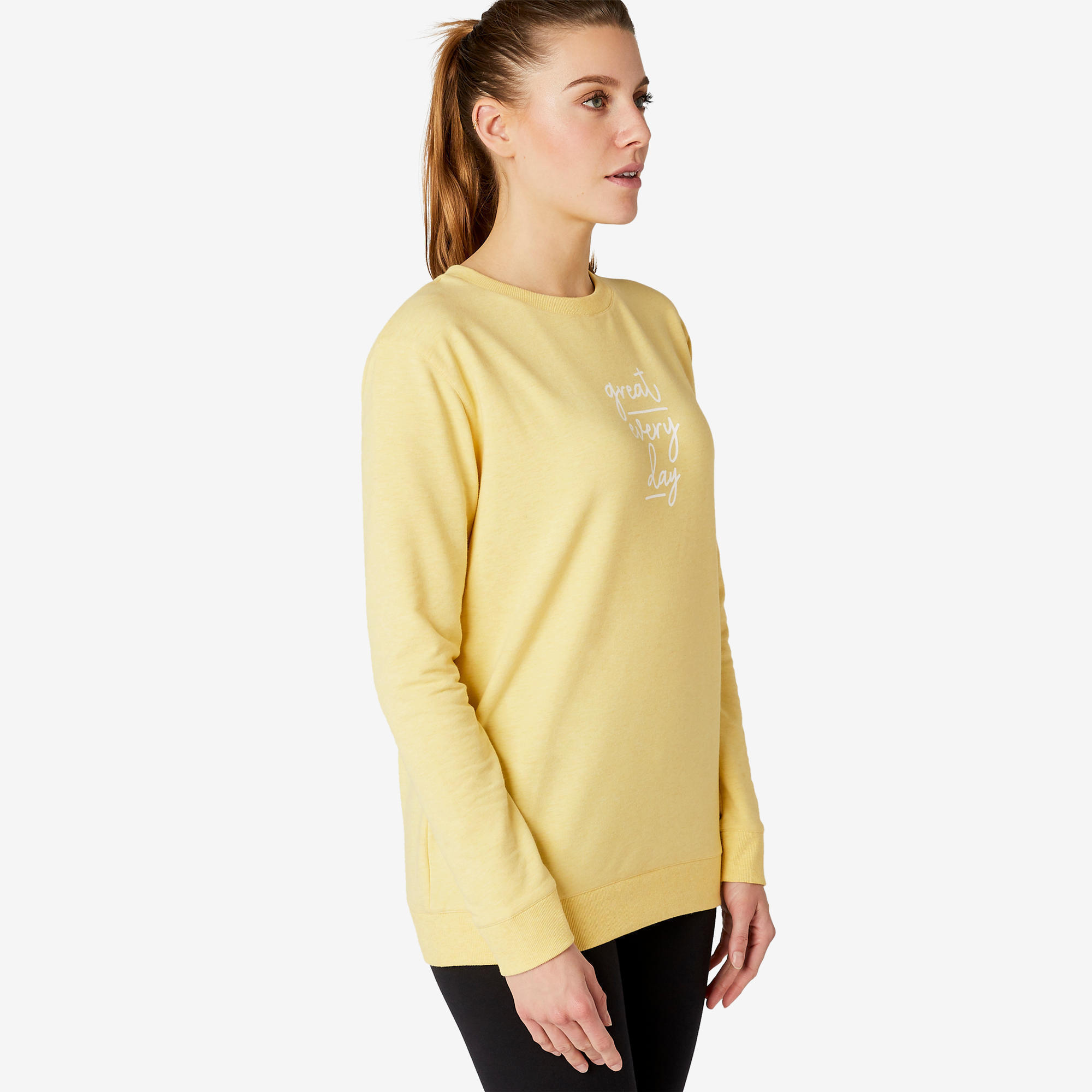Sweat Training Femme 120 Jaune Imprim Domyos by Decathlon Sweat Training Femme 120 Jaune Imprim Domyos by Decathlon