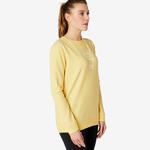 Nyamba Sweater voor work-out dames 120 geel/opdruk