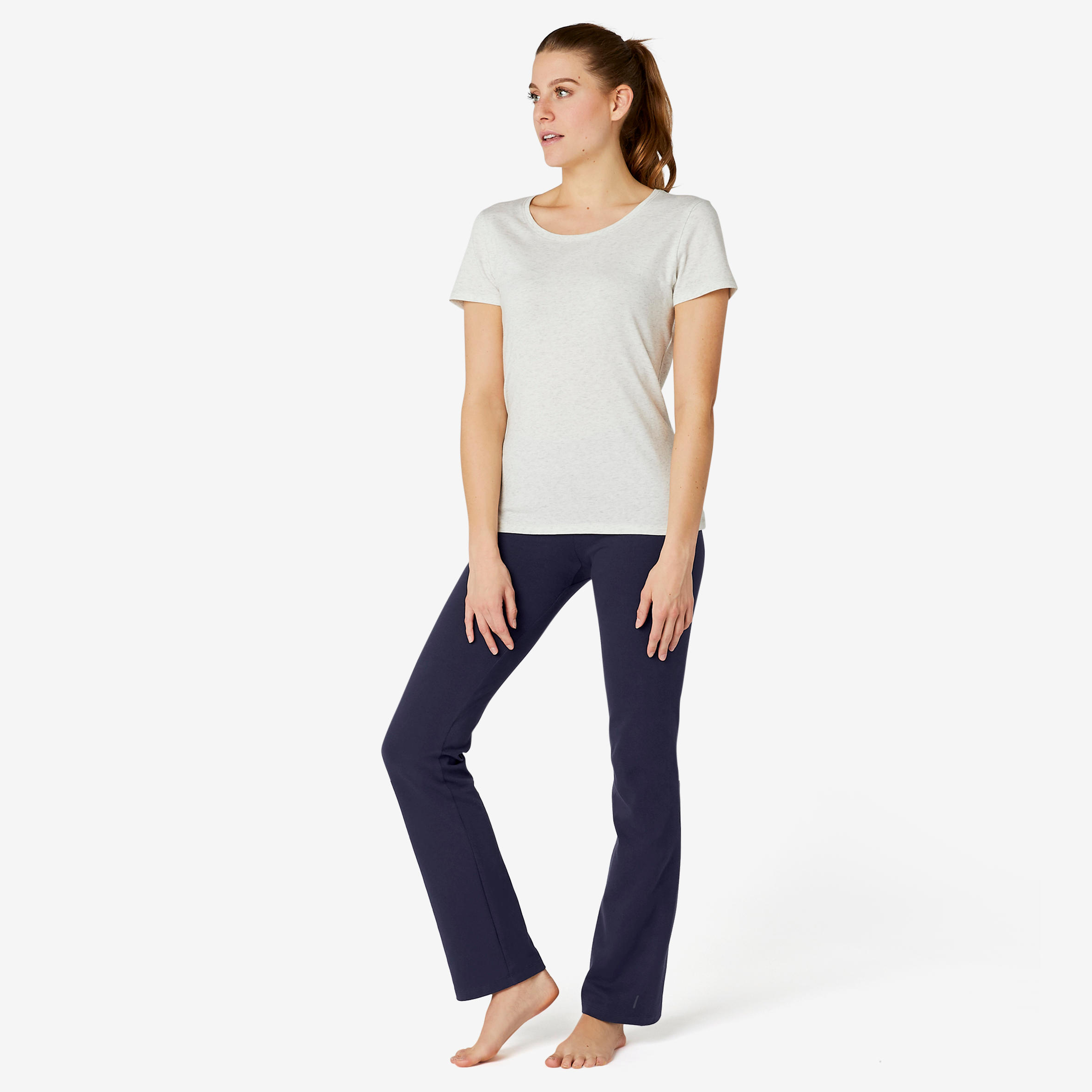 Fitnesslegging Fit+ katoen recht model marineblauw 2/9