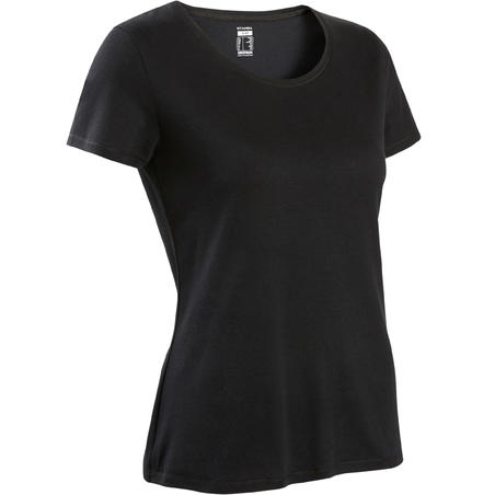 Crna ženska majica kratkih rukava s okruglim izrezom oko vrata 500