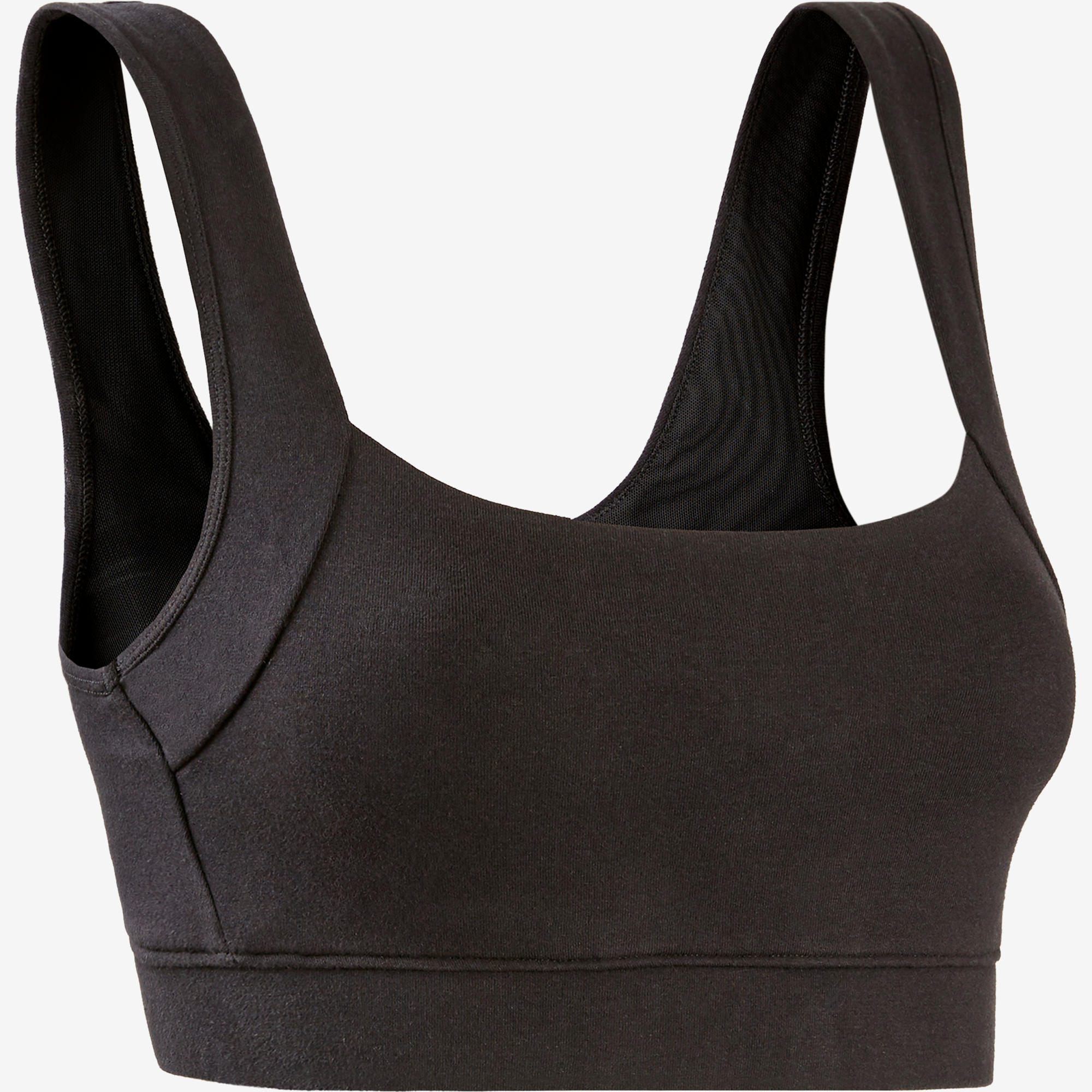 Women's Cotton Sports Bra Black Domyos by Decathlon