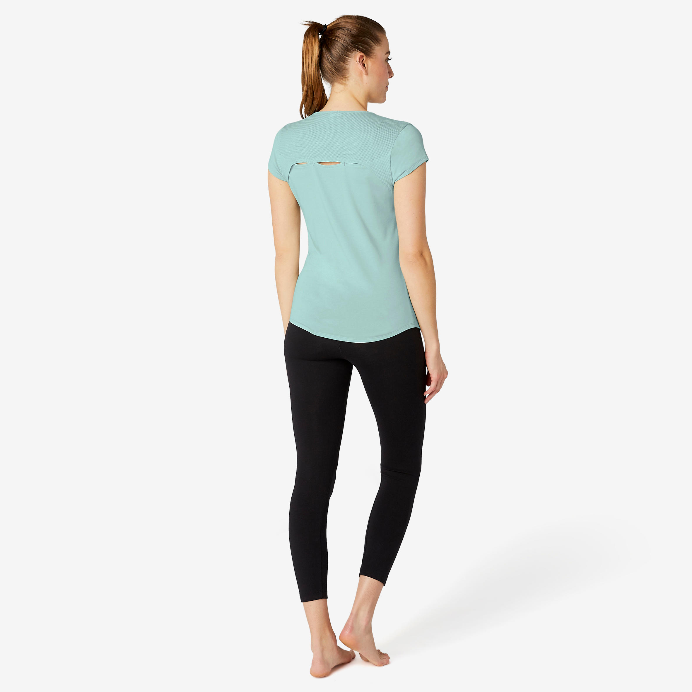 Women's Pilates & Gentle Gym T-Shirt 520 - Green 3/8