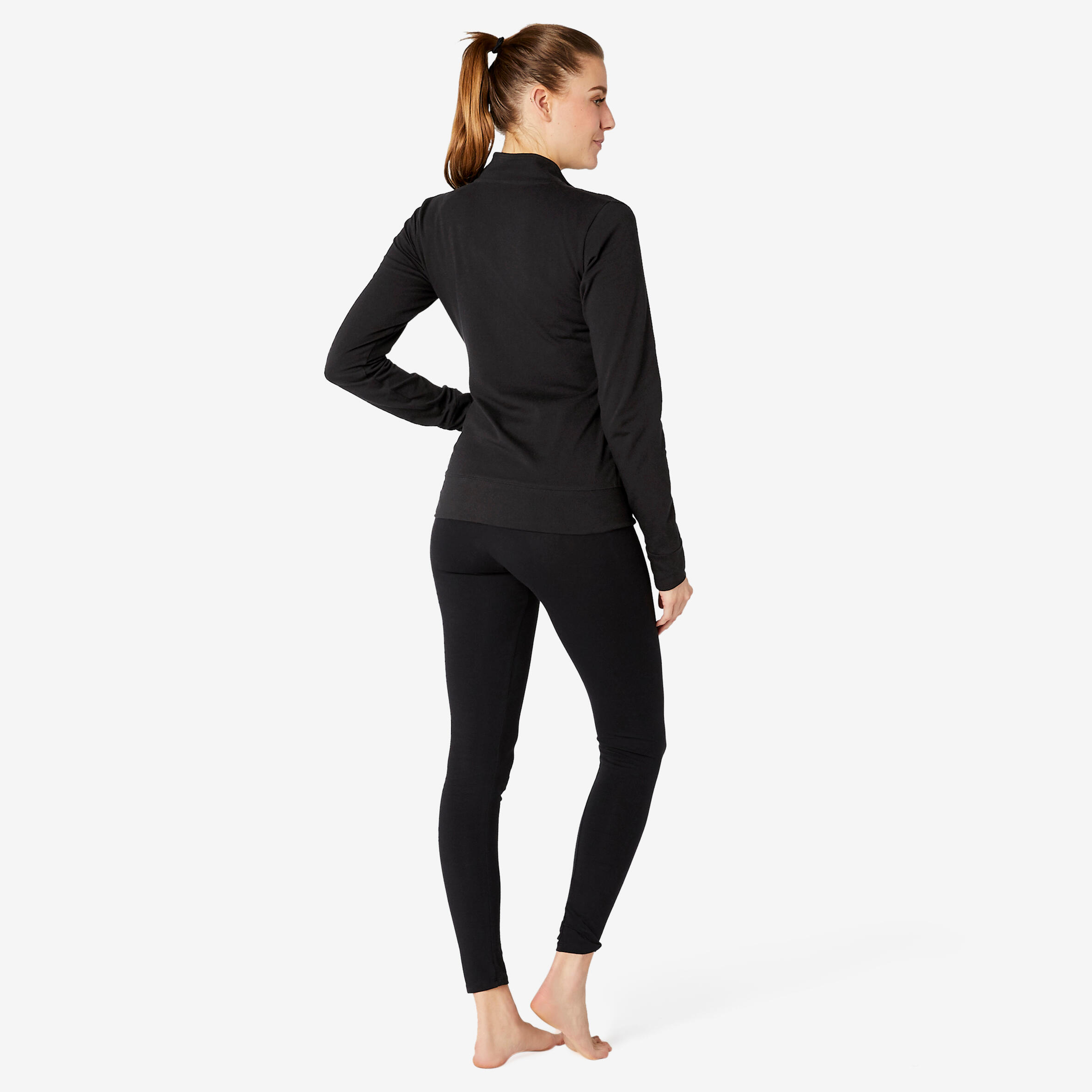 Women's Sweatshirt Jacket With Pocket For Gym 100-Black