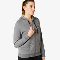 Women's Zip-Up Fitness Hoodie 500 - Grey