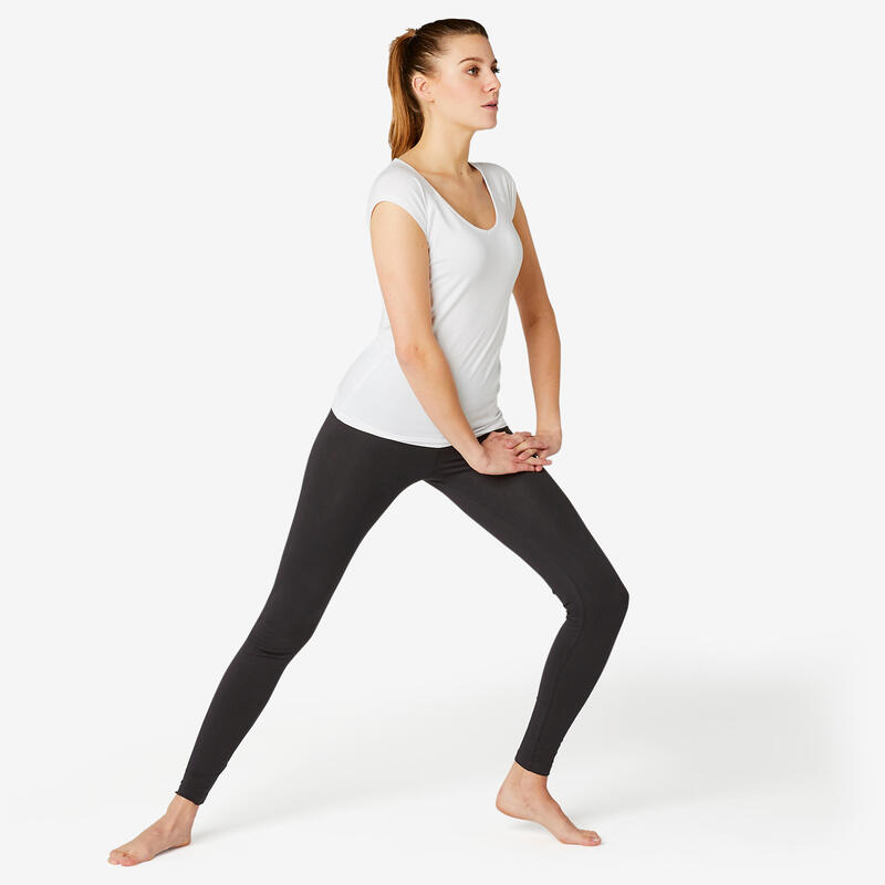 Kadın Siyah Spor Tayt Fit+ 500 - Slim - Fitness Hafif Antrenman