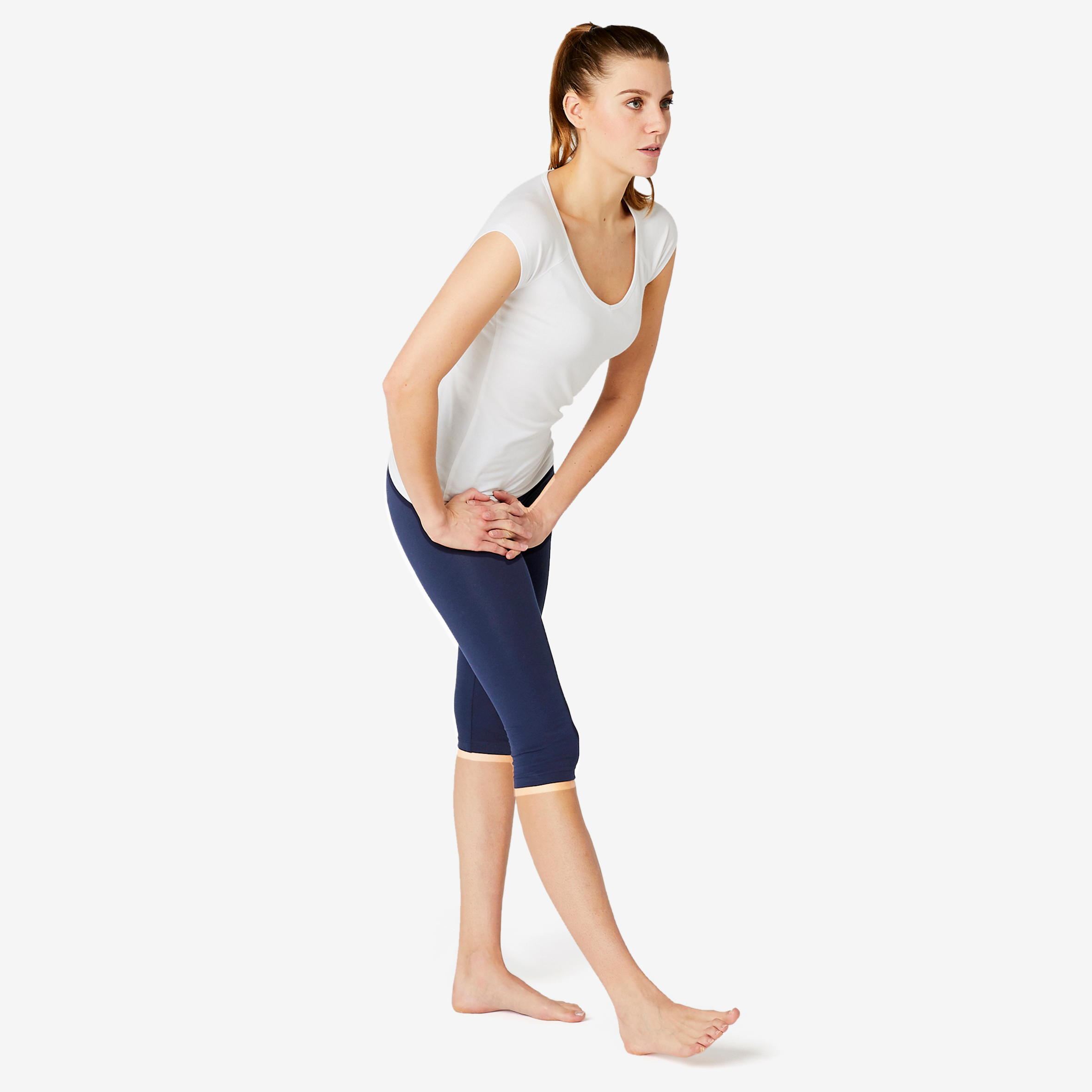 Women's Slim Fitness Cropped Bottoms Fit+ 500 - Navy Blue 4/8