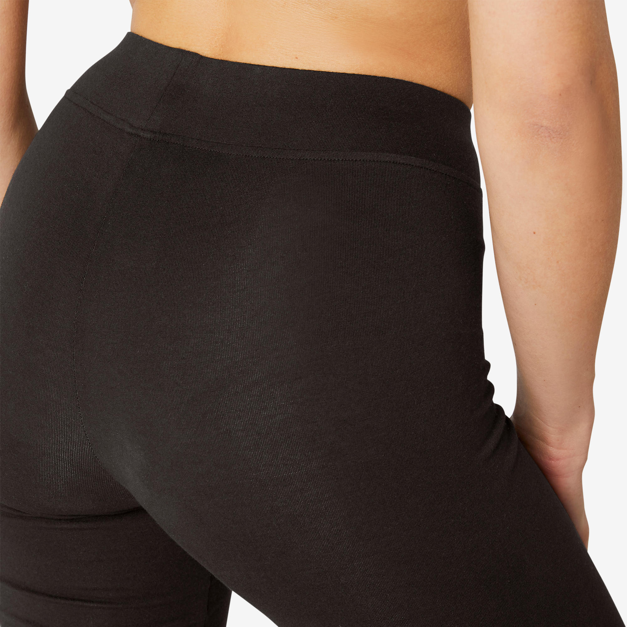 Leggings fitness lunghi da donna in cotone elasticizzato a vita bassa - Fit+ nero