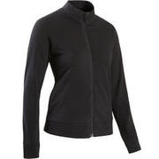 Women Gym Straight-Cut Zipped Sweatshirt With Pocket 100 - Black