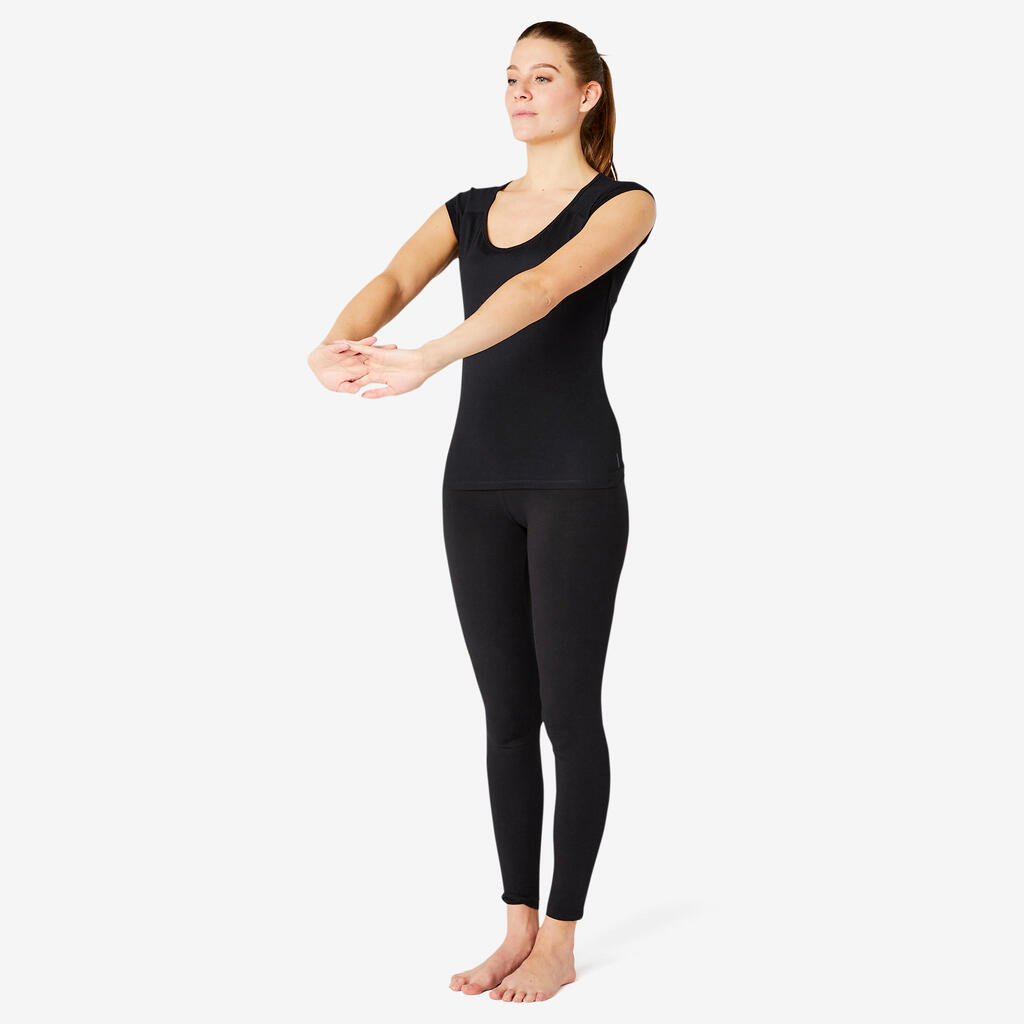 Women's Slim-Fit Gentle Gym & Pilates T-Shirt 500 - Pink