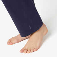 Leggings Baumwolle Fitness Fit+ gerader Schnitt Damen marineblau