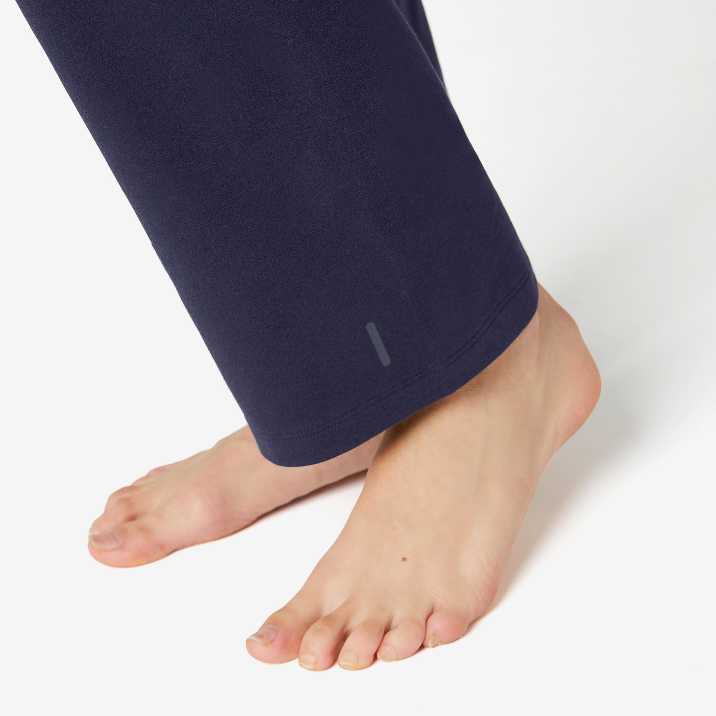 Fitnesslegging Fit+ katoen recht model marineblauw 8/9