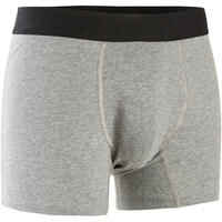 Men's Cotton-Rich Slim-Fit Fitness Boxer Shorts 500 - Mottled Grey