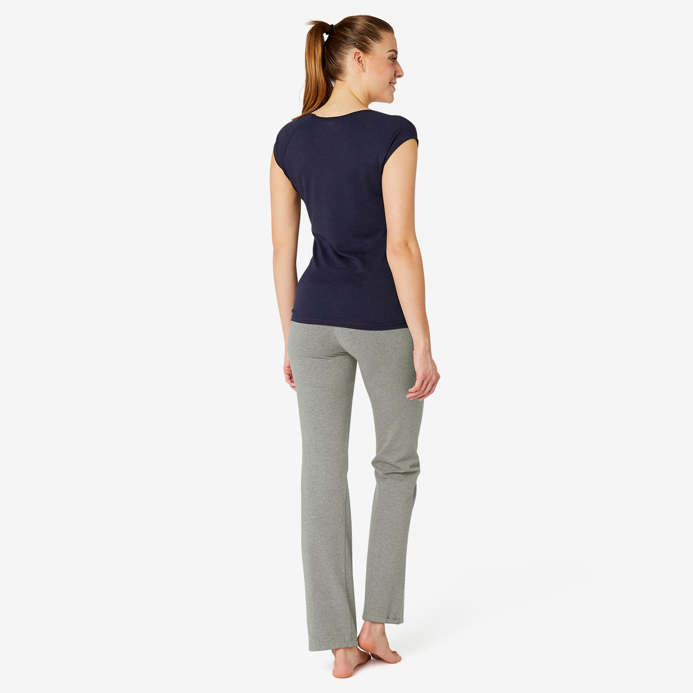 Mallas Leggings Corte Recto Bajos Ajustables Fitness Mujer 500 Gris 11/27