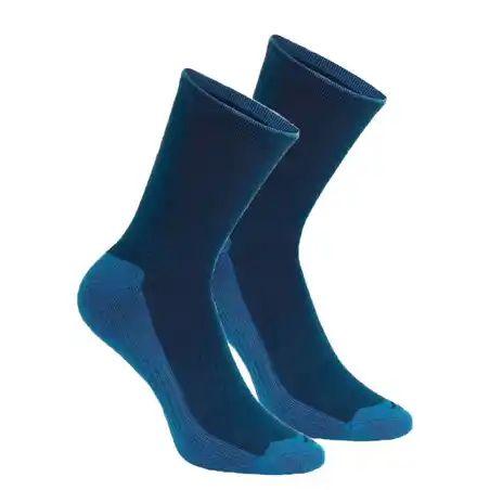 NH100 Country Walking Socks High x 2 Pairs - Navy Blue