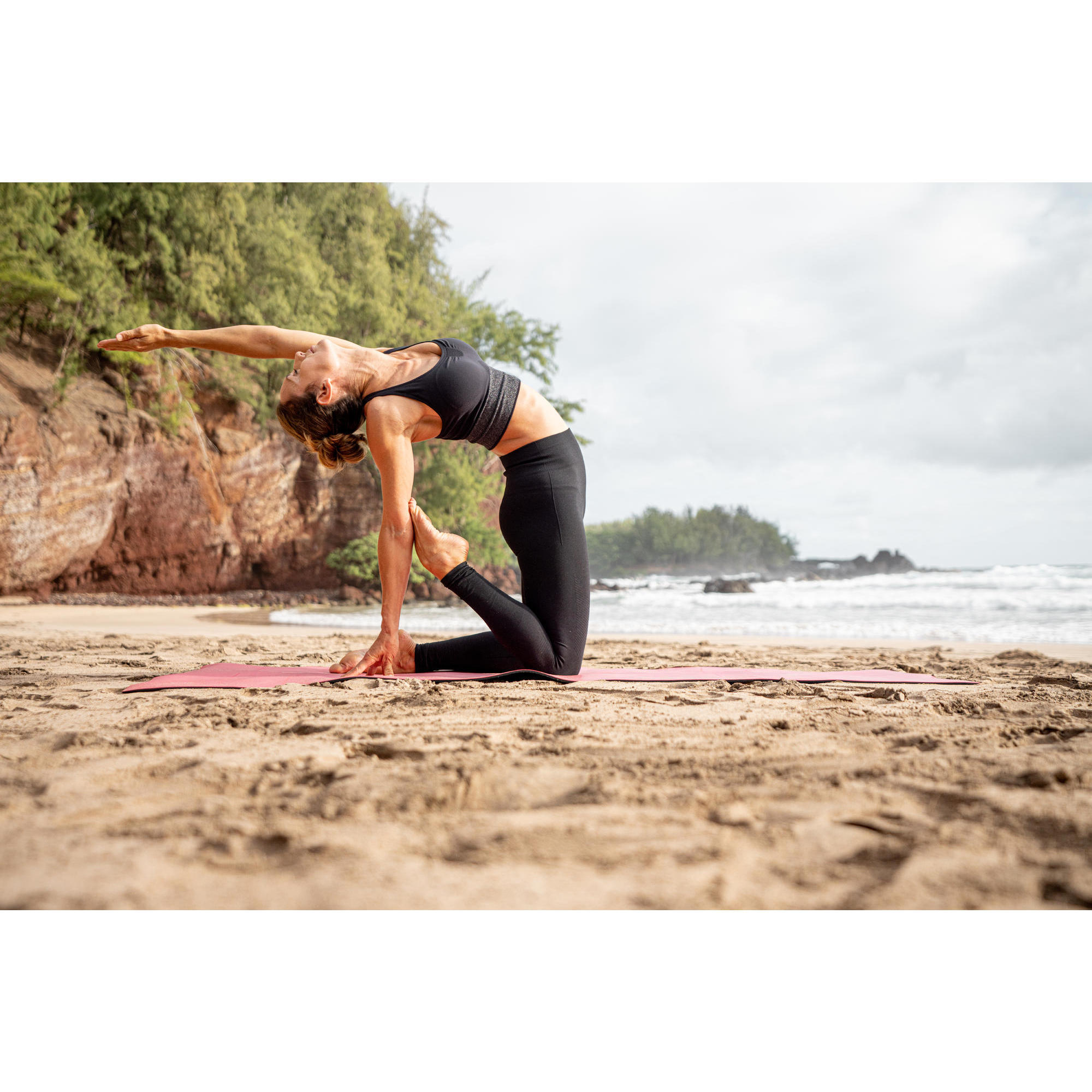 Leggings donna yoga blu DOMYOS ABBIGLIAMENTO YOGA DONNA Yoga Decathlon