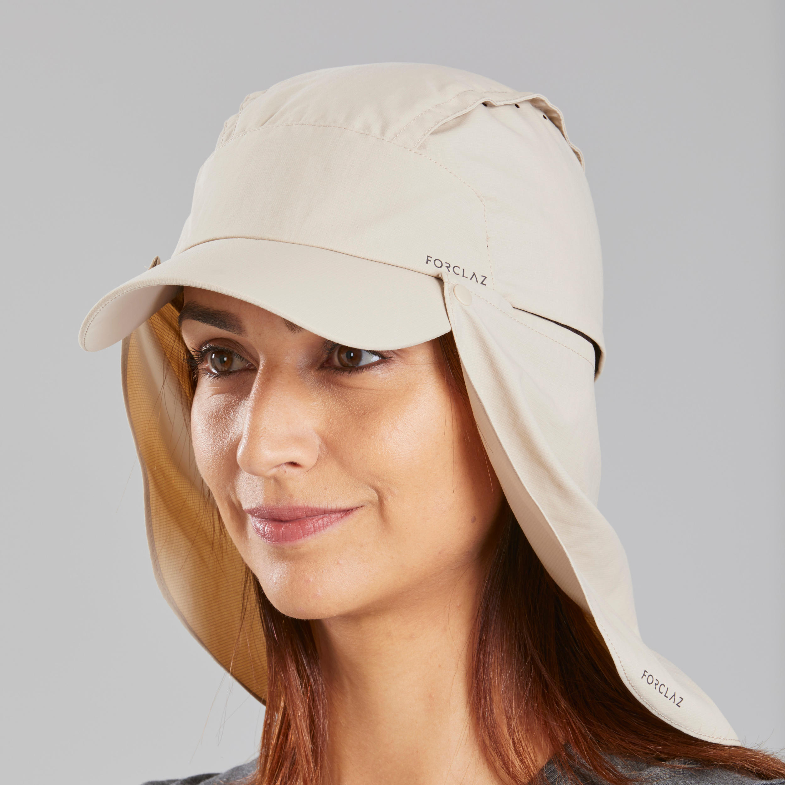 Womens UPF 50+ Sun Protective Cap with Face Cover | UV Protection Cap Light Beige
