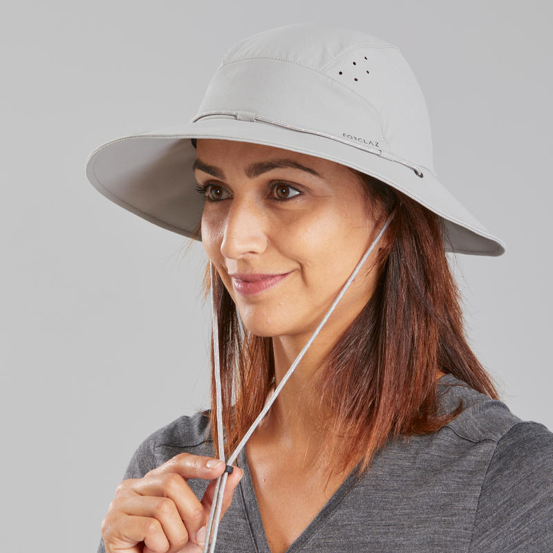 Women's Anti-UV Mountain Trekking Hat |TREK 500 Light Grey - Decathlon