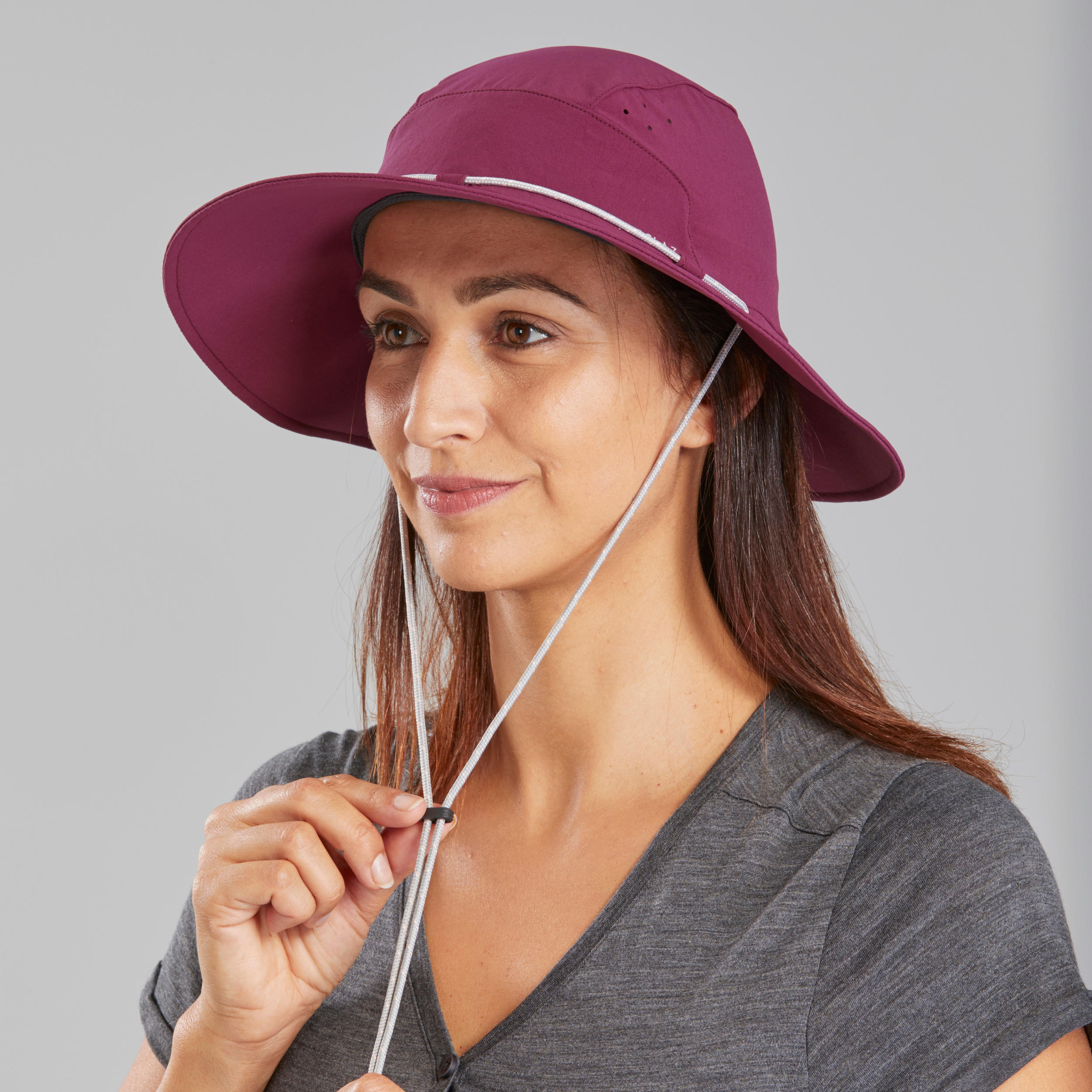 Trek 500 Mountain Trekking Anti-UV Hat Purple - Women's - FORCLAZ