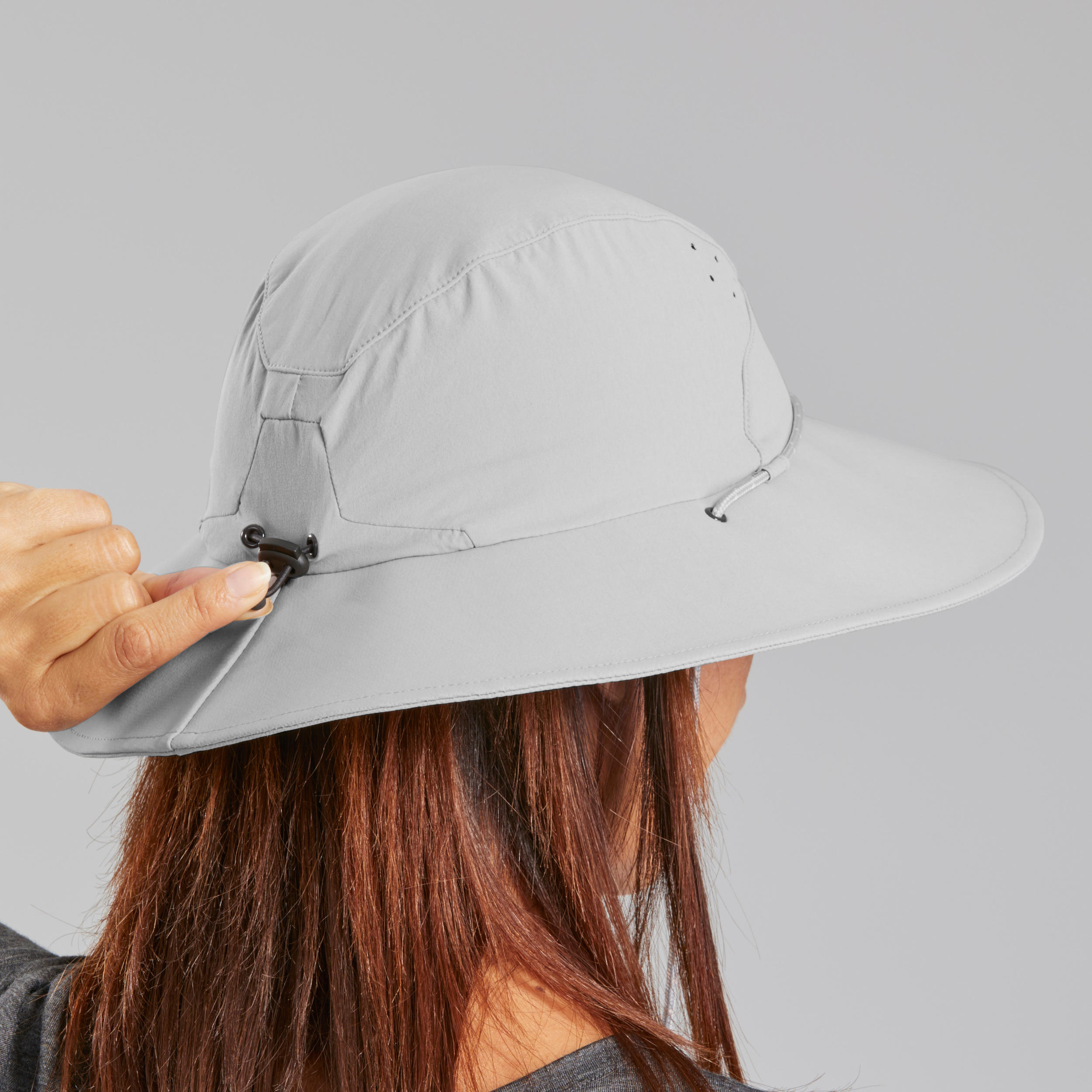 Women's Anti-UV Mountain Trekking Hat |TREK 500 
 Light Grey 2/2
