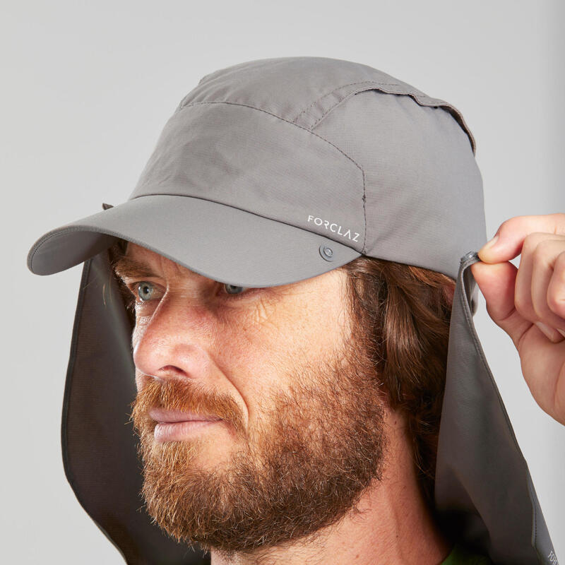 Cap with removable neck protection Trek 900 anti-UV - Grey