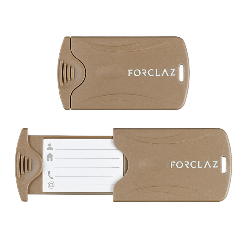 Pack of 2 luggage tags TRAVEL beige