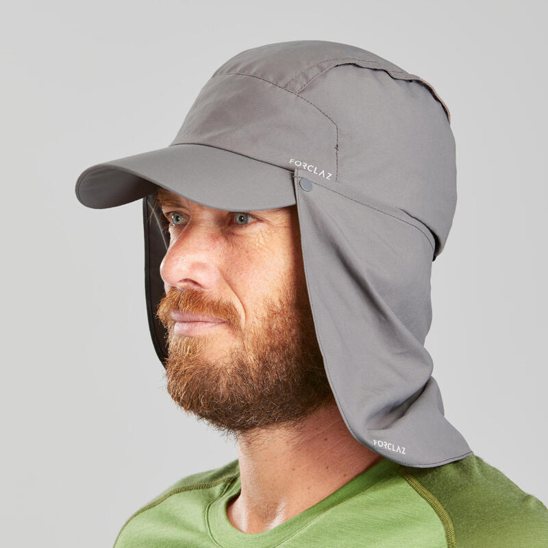 Cap with removable neck protection Trek 900 anti-UV - Grey