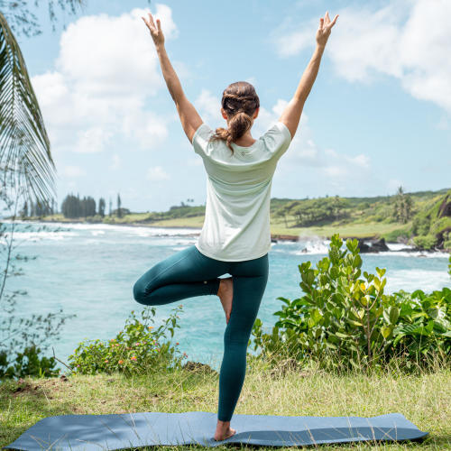 organik pamuk yoga yeşil tişört