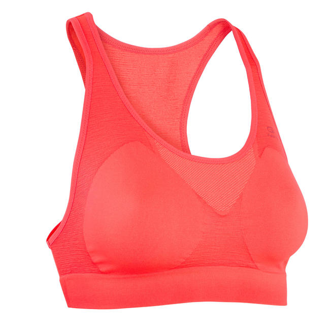 Basic Running Sports Bra Neon Coral Pink Decathlon PH
