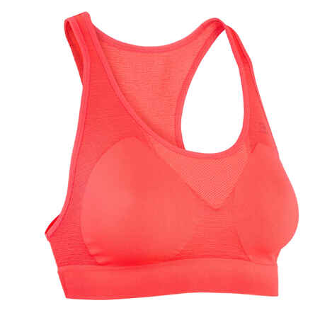 Top deportivo de Running para mujer Kalenji básico sujeción alta	rosado
