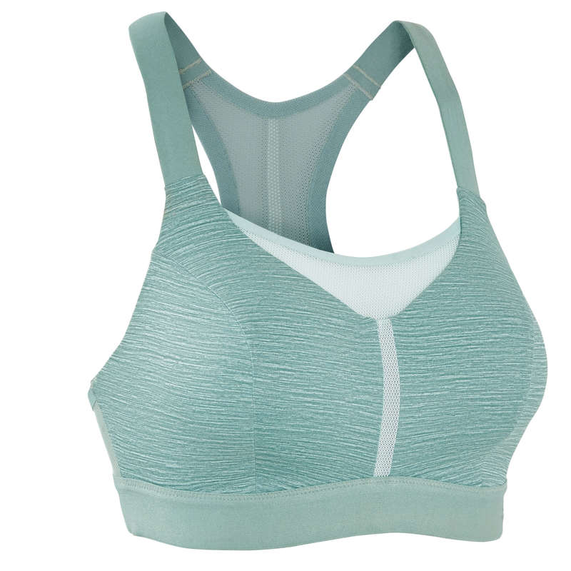 KALENJI COMFORT RUNNING BRA FLECKED KHAKI Decathlon