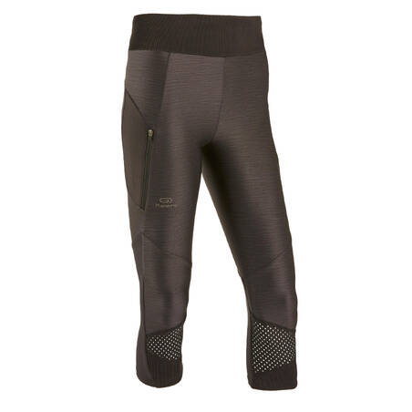 Women's breathable short running leggings Dry+ Feel - black