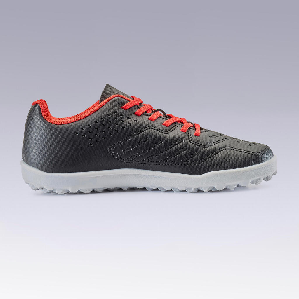 Chaussure de football terrain dur Agility 100 TURF TF Noire Rouge