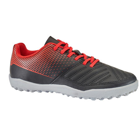 Chaussure de football terrain dur Agility 100 TURF TF Noire Rouge