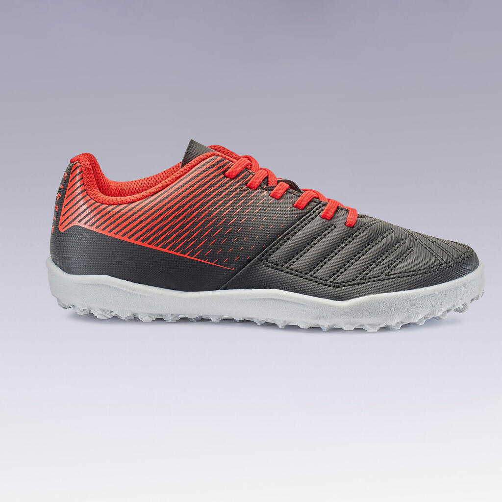 Chaussure de football terrain dur Agility 100 TURF TF Noire Rouge