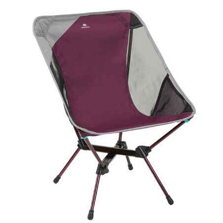 CHAISE BASSE PLIANTE DE CAMPING MH500 PRUNE