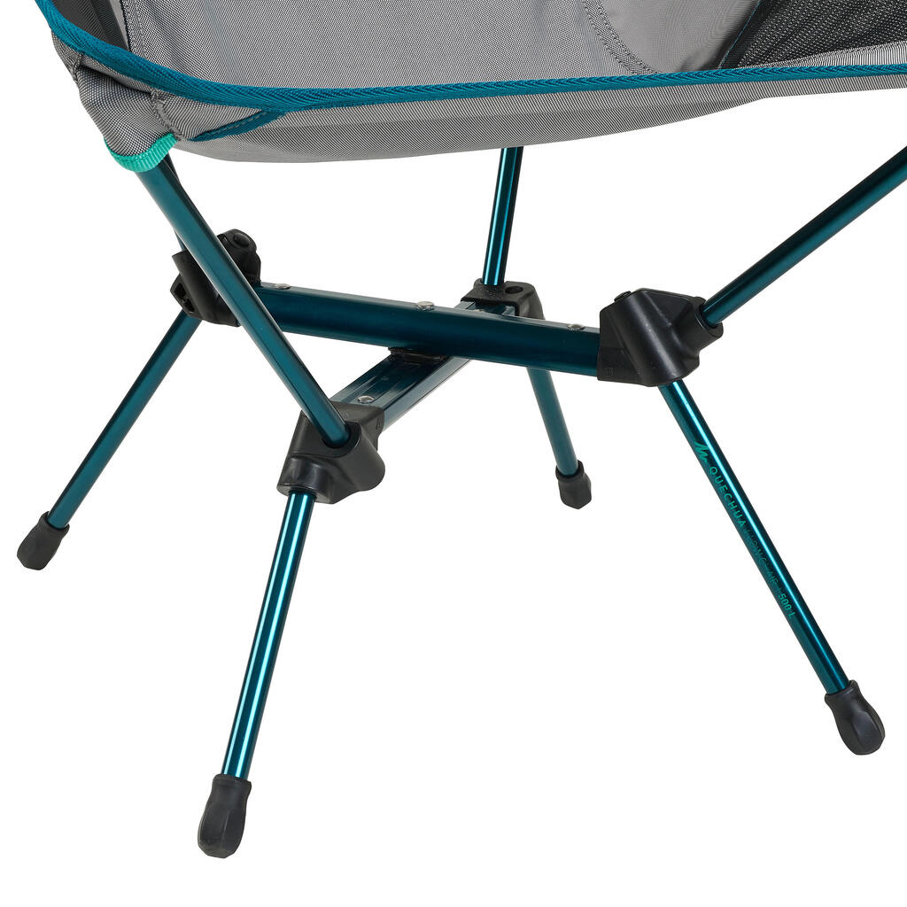 Silla plegable baja para camping Quechua MH500 gris/azul petróleo