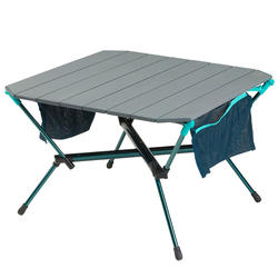 Tavolino Vassoio da Campeggio Spiaggia Pieghevole in Legno e Metallo 56x34x22cm 