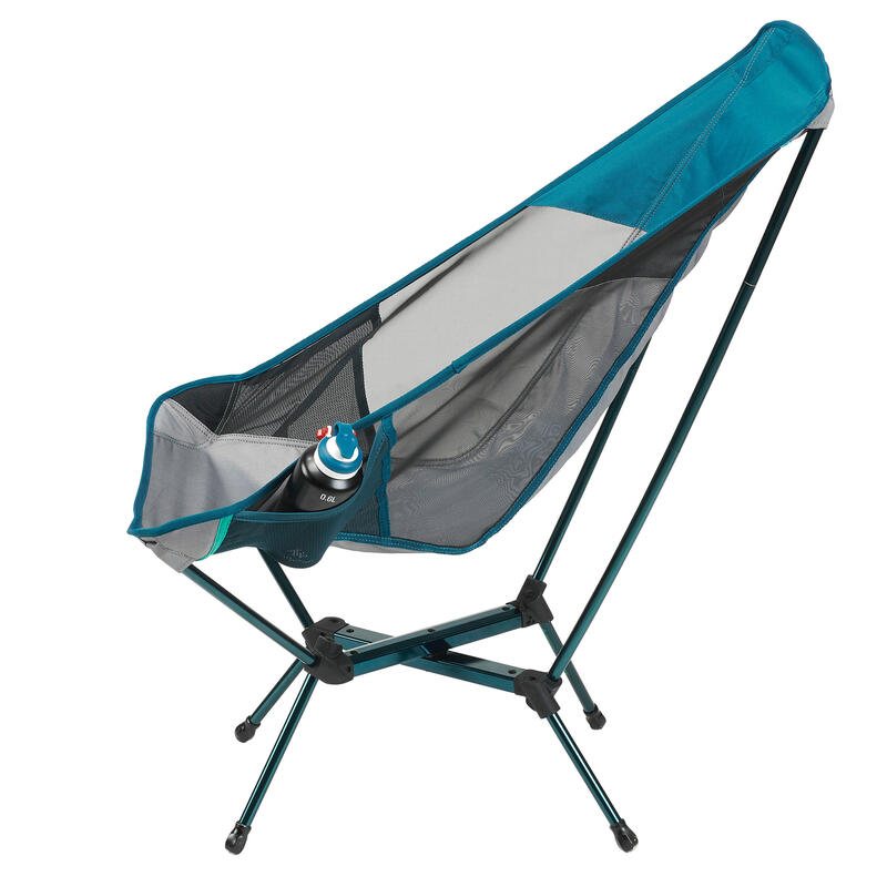 CHAISE BASSE XL -  COMPACTE - DE CAMPING-GRIS-BLEU