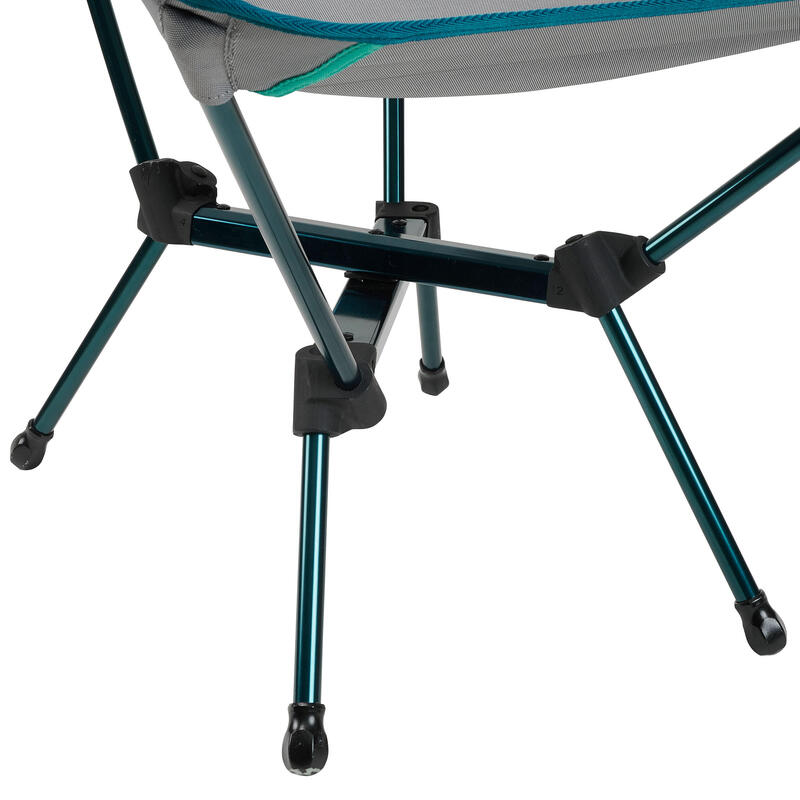 CHAISE BASSE XL -  COMPACTE - DE CAMPING-GRIS-BLEU