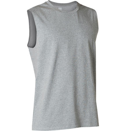 Fitness Stretch Cotton Tank Top - Mottled Grey