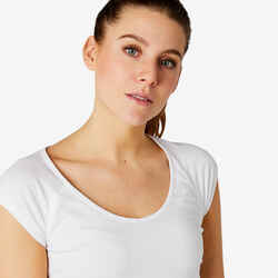 T-Shirt Slim 500 Femme Blanc