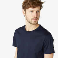 T-Shirt Fitness 100 % Baumwolle Herren marineblau