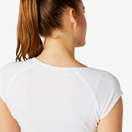 T-Shirt Slim 500 Femme Blanc