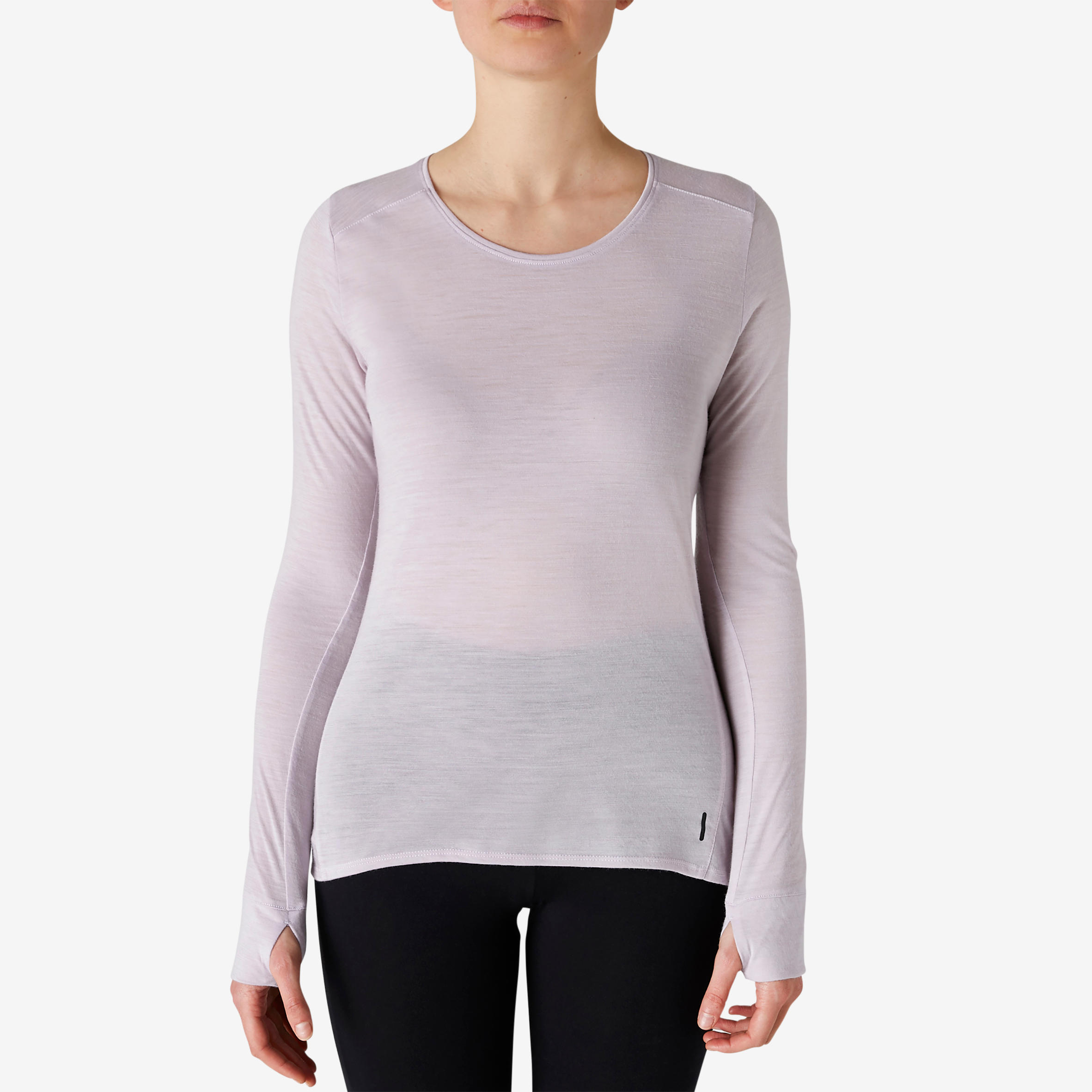 Women's Long-Sleeved Wool Pilates & Gentle Gym Sport T-Shirt - Purple 2/7