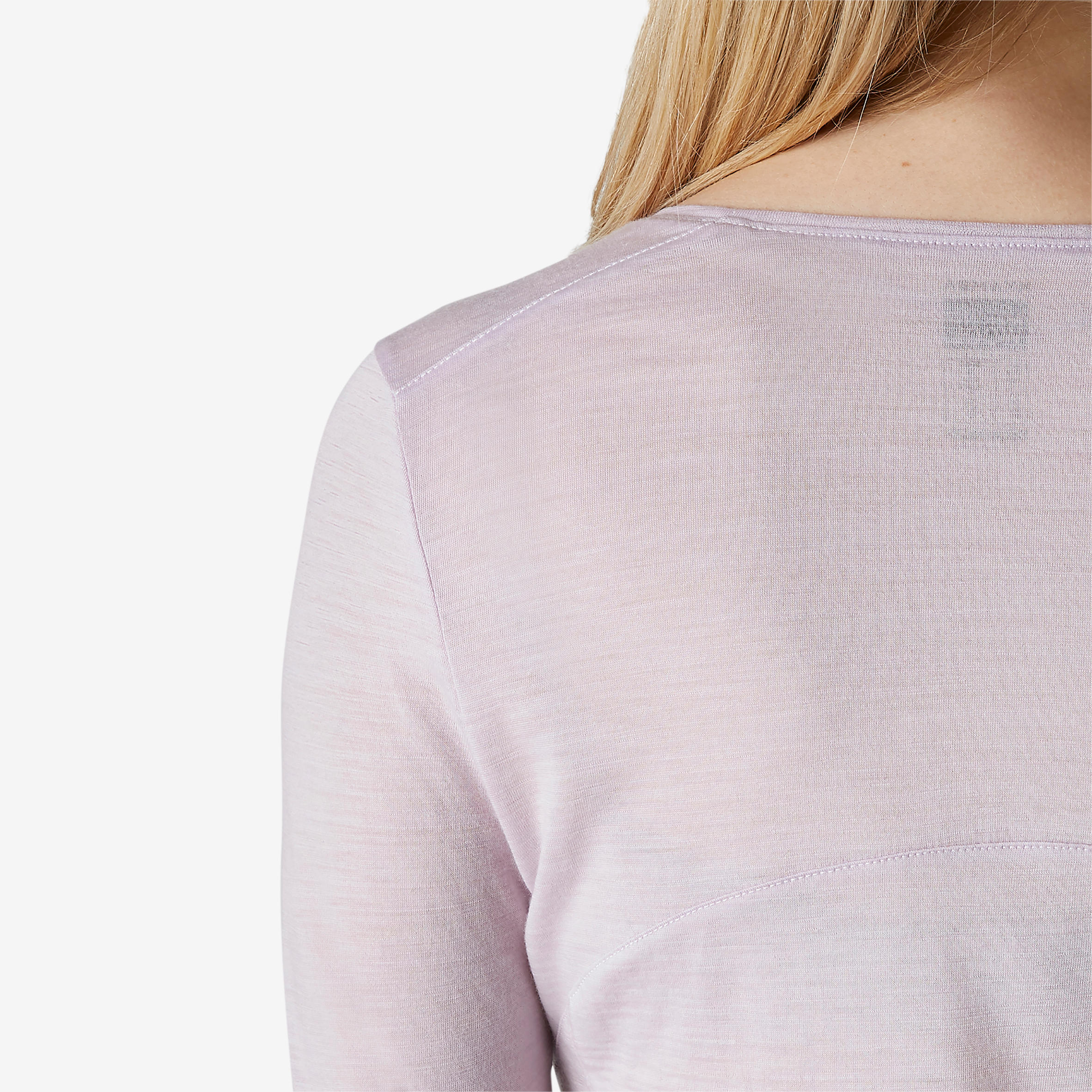 Women's Long-Sleeved Wool Pilates & Gentle Gym Sport T-Shirt - Purple 6/7
