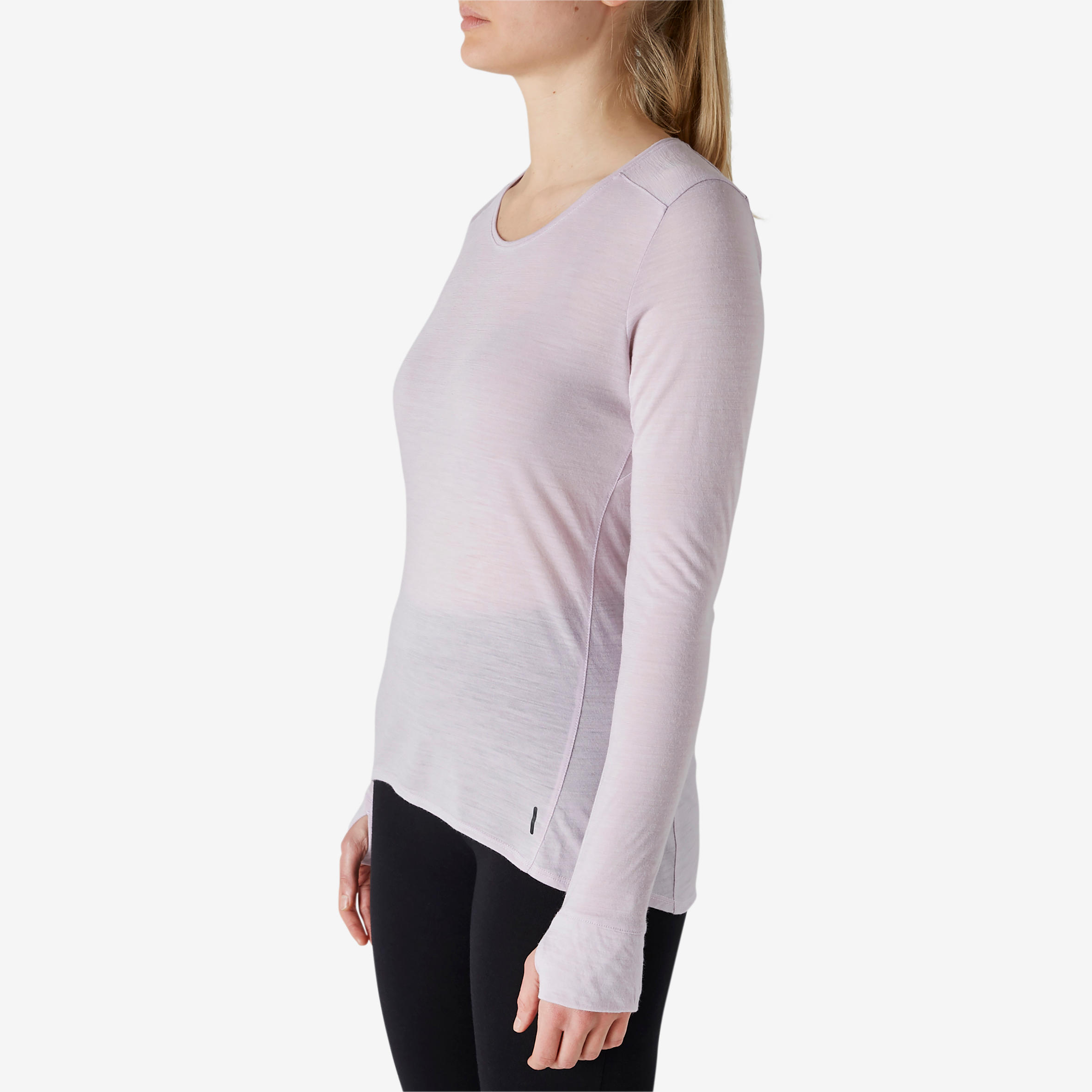 Women's Long-Sleeved Wool Pilates & Gentle Gym Sport T-Shirt - Purple 3/7