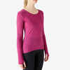 Women's Long-Sleeved Wool Pilates & Gentle Gym Sport T-Shirt - Plum